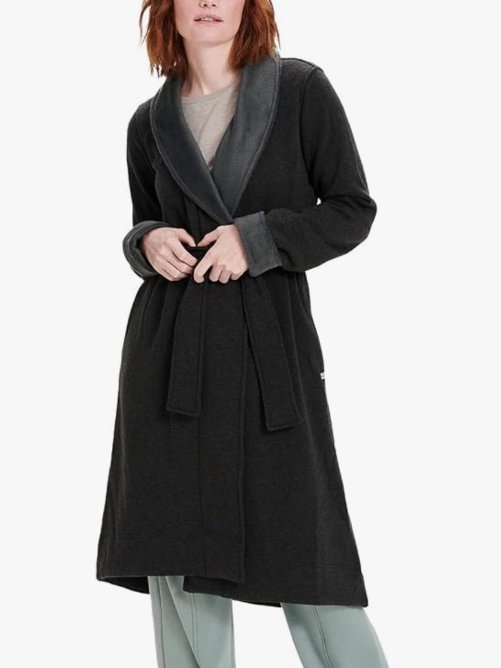 NWT UGG Duffield II Robe In Black Bear Heather/ Charcoal Size S